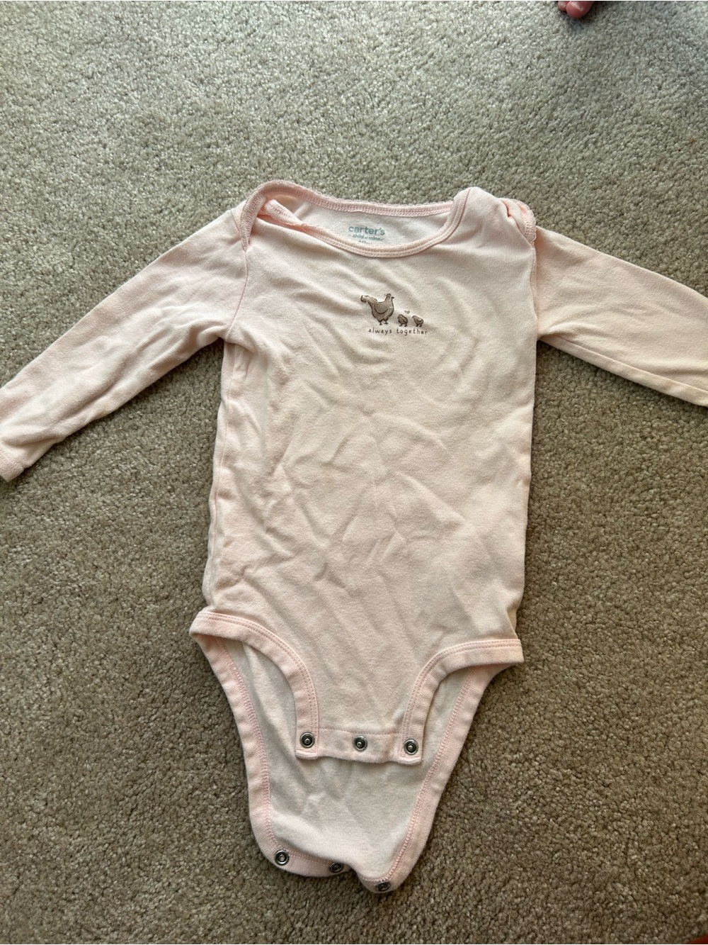 Carter's Pale Pink Long-Sleeve Baby Bodysuit with Chick Graphic